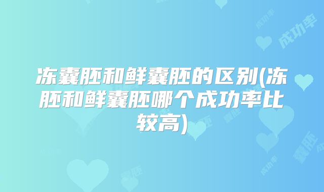 冻囊胚和鲜囊胚的区别(冻胚和鲜囊胚哪个成功率比较高)