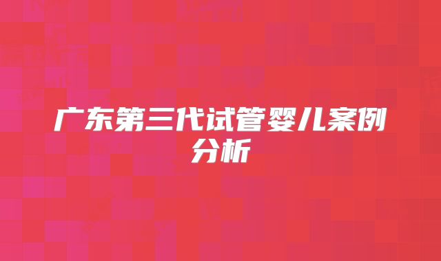 广东第三代试管婴儿案例分析