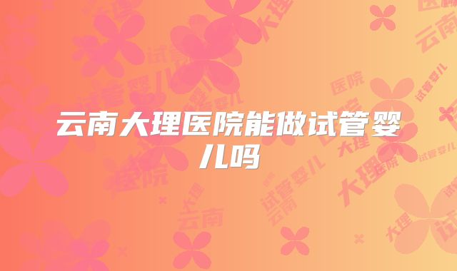 云南大理医院能做试管婴儿吗