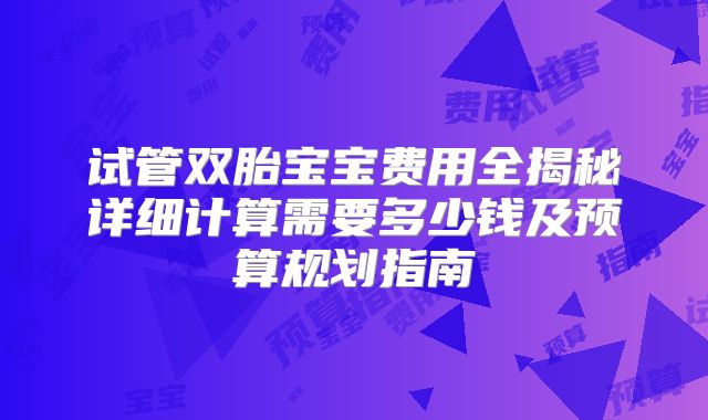 试管双胎宝宝费用全揭秘详细计算需要多少钱及预算规划指南