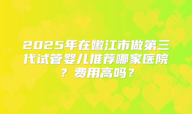 2025年在嫩江市做第三代试管婴儿推荐哪家医院？费用高吗？