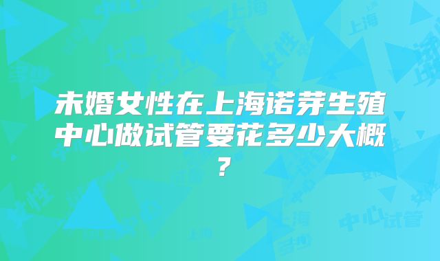 未婚女性在上海诺芽生殖中心做试管要花多少大概？