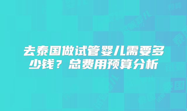 去泰国做试管婴儿需要多少钱？总费用预算分析
