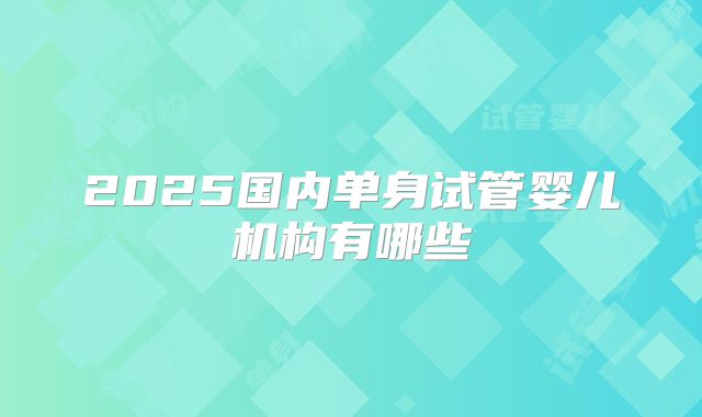 2025国内单身试管婴儿机构有哪些