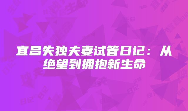 宜昌失独夫妻试管日记：从绝望到拥抱新生命
