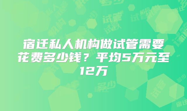 宿迁私人机构做试管需要花费多少钱？平均5万元至12万