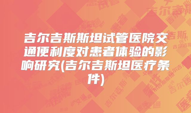 吉尔吉斯斯坦试管医院交通便利度对患者体验的影响研究(吉尔吉斯坦医疗条件)