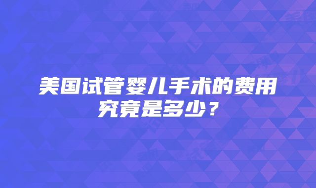 美国试管婴儿手术的费用究竟是多少？