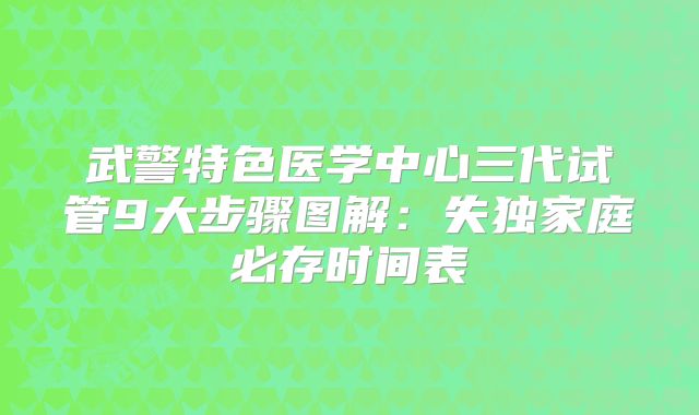 武警特色医学中心三代试管9大步骤图解：失独家庭必存时间表