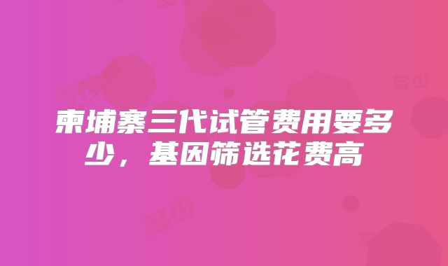柬埔寨三代试管费用要多少,基因筛选花费高