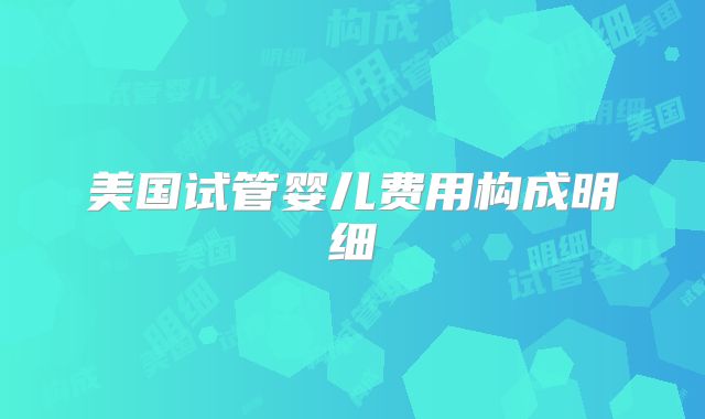 美国试管婴儿费用构成明细