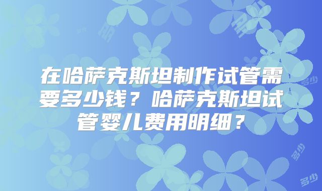 在哈萨克斯坦制作试管需要多少钱？哈萨克斯坦试管婴儿费用明细？