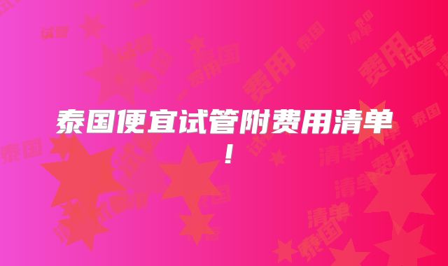 泰国便宜试管附费用清单！