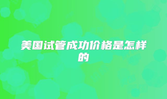 美国试管成功价格是怎样的