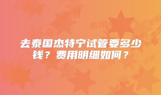 去泰国杰特宁试管要多少钱？费用明细如何？