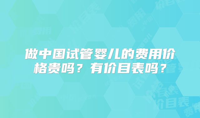 做中国试管婴儿的费用价格贵吗？有价目表吗？