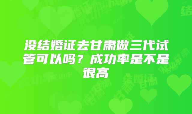 没结婚证去甘肃做三代试管可以吗？成功率是不是很高