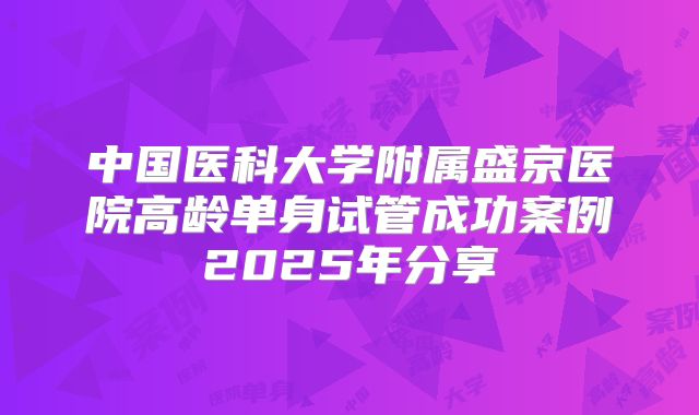中国医科大学附属盛京医院高龄单身试管成功案例2025年分享