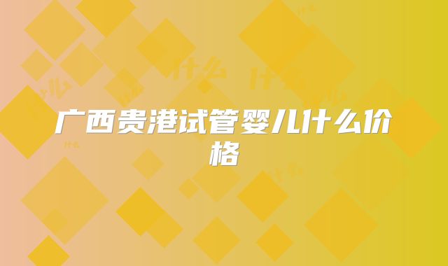 广西贵港试管婴儿什么价格