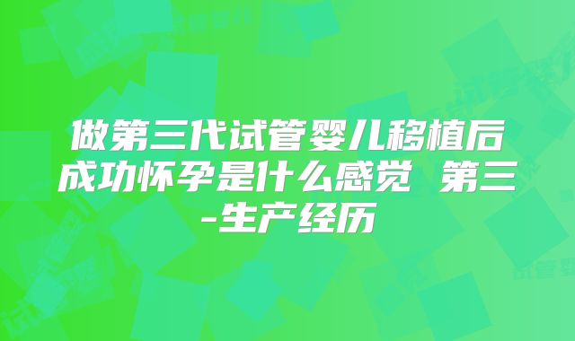 做第三代试管婴儿移植后成功怀孕是什么感觉 第三-生产经历