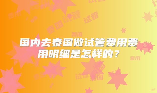 国内去泰国做试管费用费用明细是怎样的?