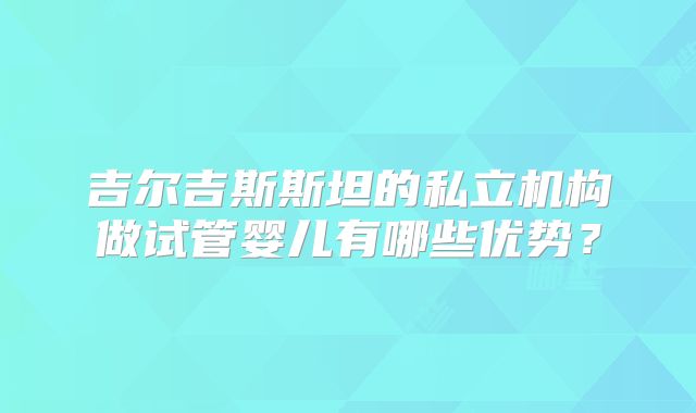 吉尔吉斯斯坦的私立机构做试管婴儿有哪些优势？