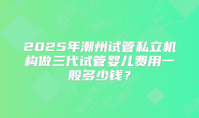2025年潮州试管私立机构做三代试管婴儿费用一般多少钱？