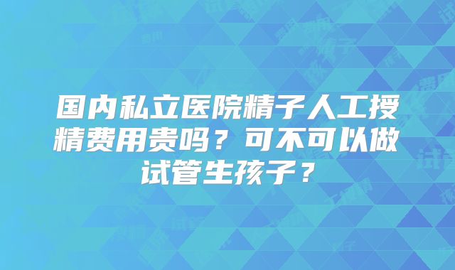 国内私立医院精子人工授精费用贵吗？可不可以做试管生孩子？