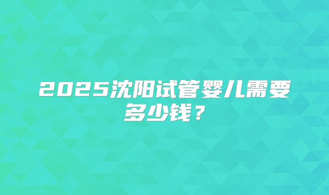 2025沈阳试管婴儿需要多少钱？