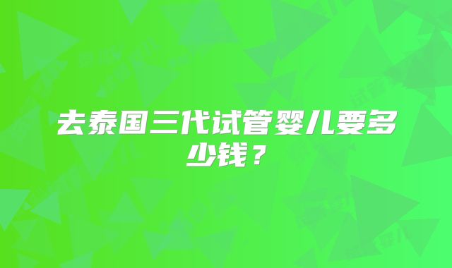 去泰国三代试管婴儿要多少钱？