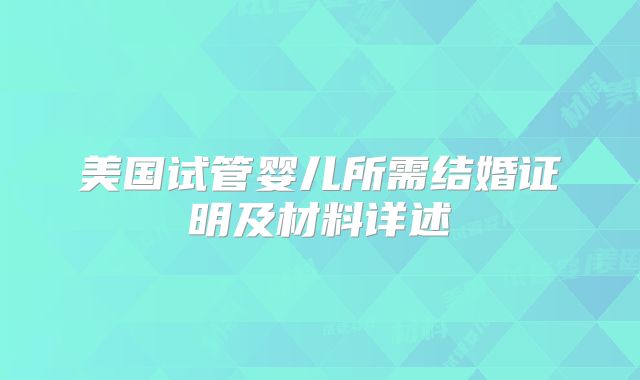 美国试管婴儿所需结婚证明及材料详述