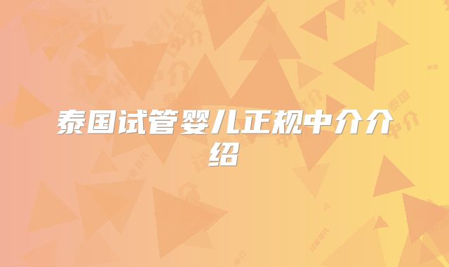 泰国试管婴儿正规中介介绍