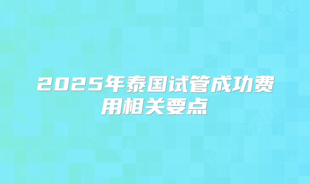2025年泰国试管成功费用相关要点