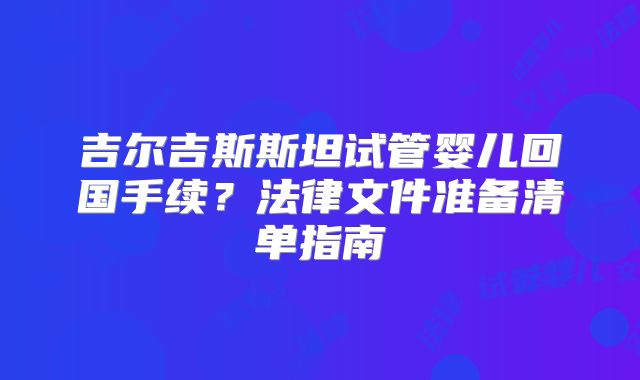 吉尔吉斯斯坦试管婴儿回国手续？法律文件准备清单指南