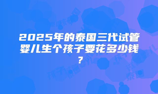 2025年的泰国三代试管婴儿生个孩子要花多少钱？