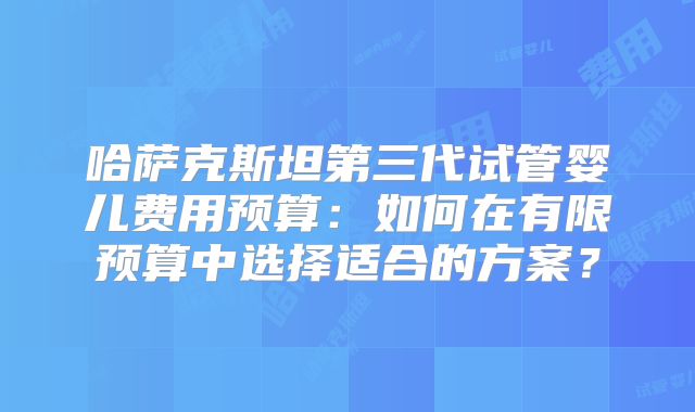 哈萨克斯坦第三代试管婴儿费用预算:如何在有限预算中选择适合的方案?