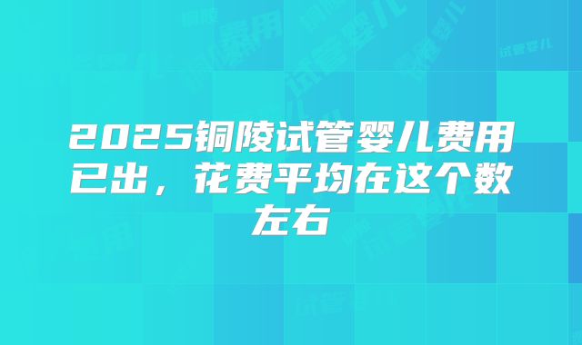 2025铜陵试管婴儿费用已出,花费平均在这个数左右