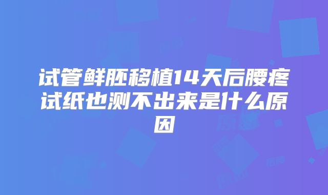 试管鲜胚移植14天后腰疼试纸也测不出来是什么原因