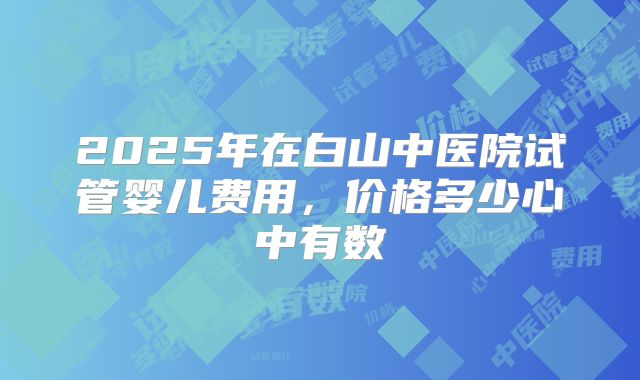 2025年在白山中医院试管婴儿费用，价格多少心中有数