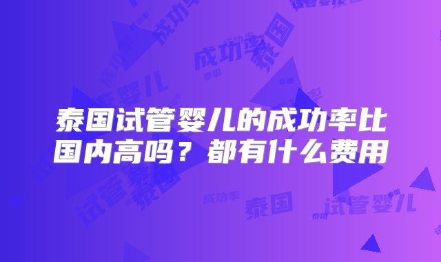 泰国试管婴儿的成功率比国内高吗？都有什么费用