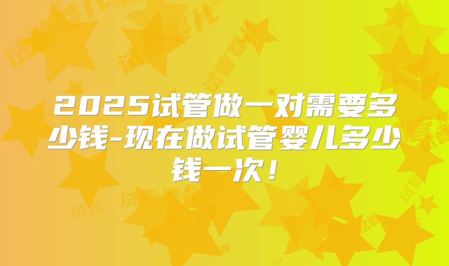 2025试管做一对需要多少钱-现在做试管婴儿多少钱一次！