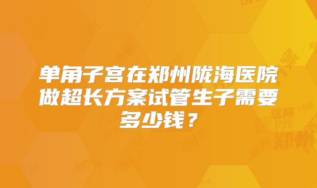 单角子宫在郑州陇海医院做超长方案试管生子需要多少钱？