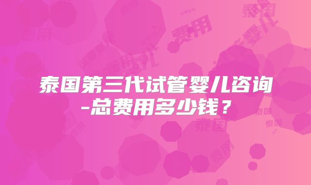 泰国第三代试管婴儿咨询-总费用多少钱？
