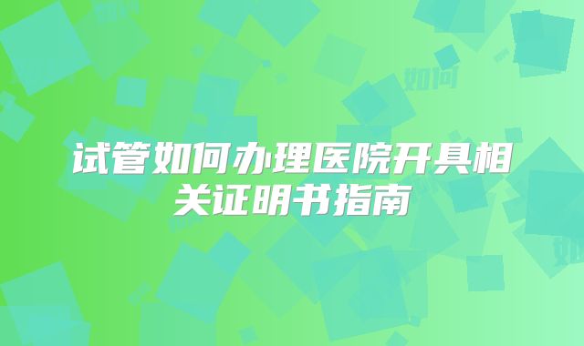 试管如何办理医院开具相关证明书指南