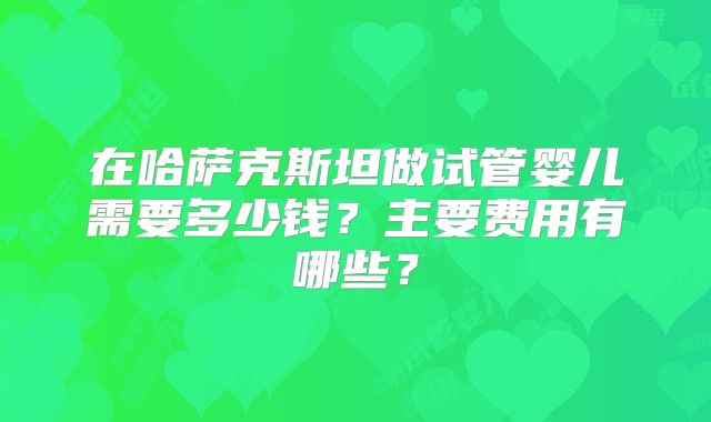 在哈萨克斯坦做试管婴儿需要多少钱？主要费用有哪些？