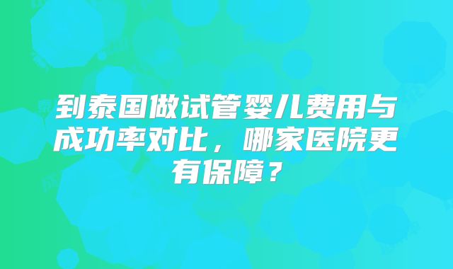 到泰国做试管婴儿费用与成功率对比，哪家医院更有保障？