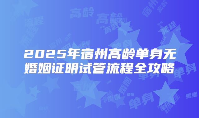 2025年宿州高龄单身无婚姻证明试管流程全攻略