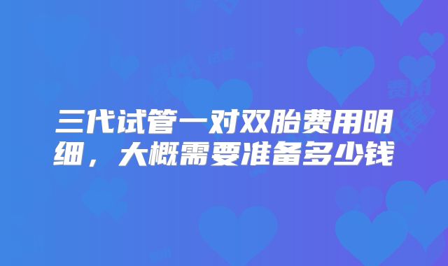 三代试管一对双胎费用明细,大概需要准备多少钱