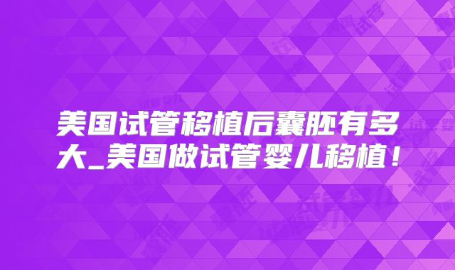 美国试管移植后囊胚有多大_美国做试管婴儿移植！