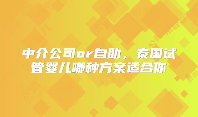 中介公司or自助，泰国试管婴儿哪种方案适合你